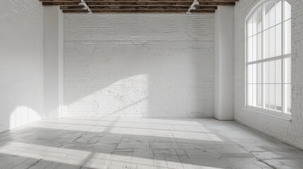 Minimalist White Wall Room: Ideal Background Space Generative AI
