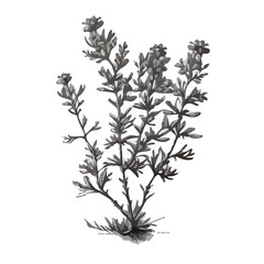 Hand drawn monochrome thyme plant sketch style vect