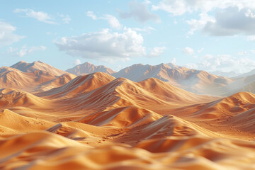 A desert dune field with shifting sands sculpted by the wind, exemplifying the dynamic nature of...