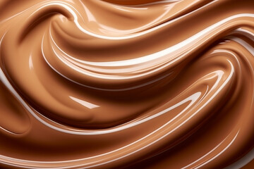 smooth texture of liquid melted chocolate cream, poured onto the surface