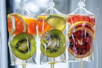 Fruit-infused vitamin therapy with IV drip bag photograph