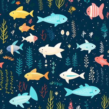 kids pattern cute sea animals