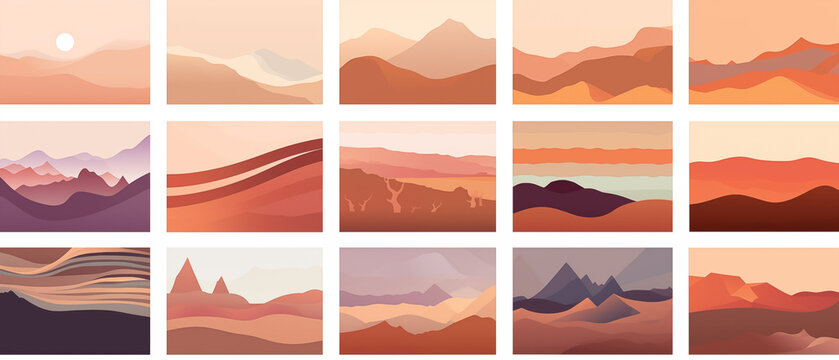 Seleção de paisagens de deserto - ilustração