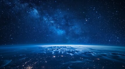 A view of earth from space with the milky way and stars in the background, AI - obrazy, fototapety, plakaty
