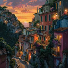 Streets of a hillside city houses cascading down