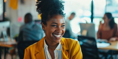 happy young woman smiling - obrazy, fototapety, plakaty