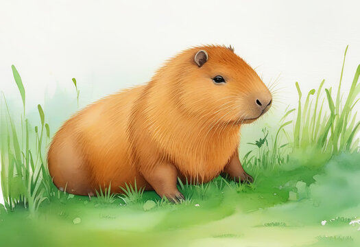 Capybara funny animal. Cute mammal illustration.