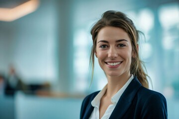 Fototapeta premium happy young woman smiling
