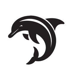 Fototapeta premium Dolphin Silhouette Illustration, Vintage Dolphin Silhouette Art, Black and White Silhouettes, Retro Vector Dolphin Illustration, Vintage Styled dolphin Vector Illustration