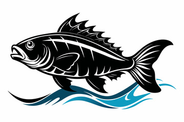 Grouper Fish silhouette black vector illustration artwork