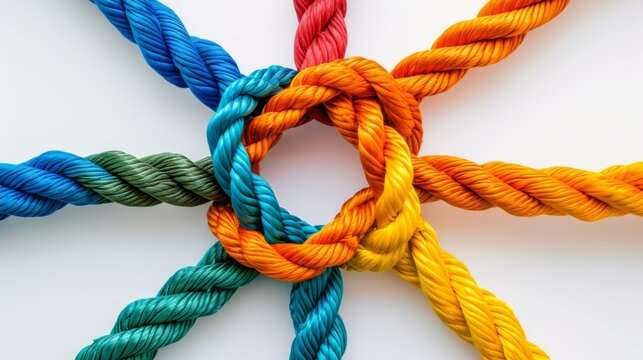 Colorful rope tied together in a circle. Generative AI. - Powered by Adobe