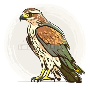 Hawk in cartoon doodle style. Isolated 2d vector il