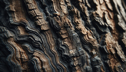 Close-up of the rugged texture of tree bark, emphasizing the age and resilience of nature