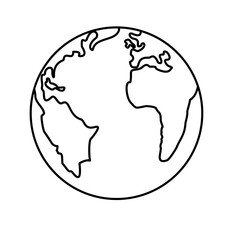 Outline Earth Globe Flat Vector 