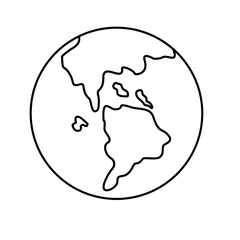 Outline Earth Globe Flat Vector 