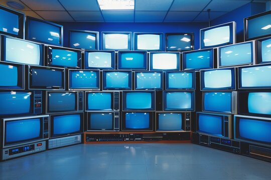 A captivating pattern of old-school televisions creates a retro, media-focused conceptual piece