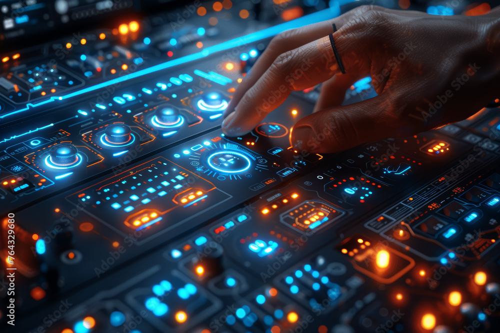 Poster a technologically advanced home automation system seamlessly controlling lighting, climate, and secu