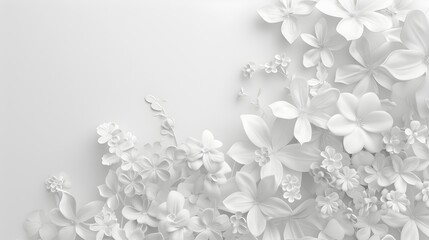 Abstract White 3D Flower Background with Paper Sculpture Style