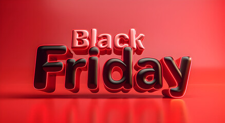 3d rendering of the word "Black Friday" on a red background