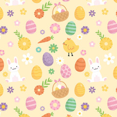 seamless pattern, easter, eggs and bunny