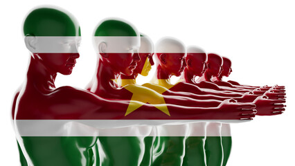 Line of Figures Merged with the Flag of Suriname - 764330404