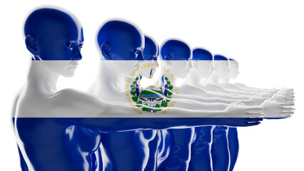 Line of Silhouettes Embellished with El Salvador's National Emblem - 764330415