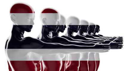 Unified Silhouettes Intertwined with the Flag of Yemen - 764330471