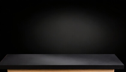 empty black table on dark background, mockup to display your products, space for product
 - obrazy, fototapety, plakaty