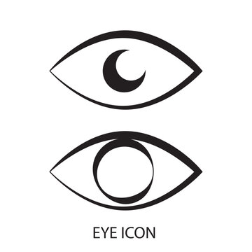 Outline eye icons. Open eyes images, sleeping eye shapes with eyelash, vector supervision and searching signs used in web and template on white background in eps 10.