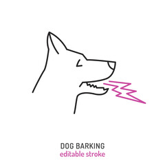 Dog barking. Canine aggression icon, pictogram, symbol.