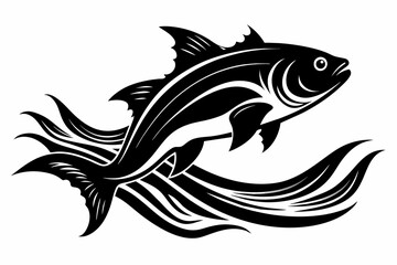Halibut Fish silhouette black vector illustration artwork