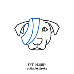 Eye injury in dogs. Linear icon, pictogram, symbol.