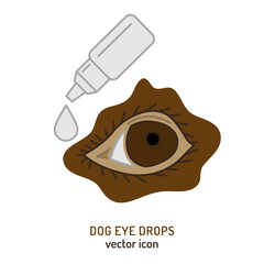 Eye injury in dogs. Eye drops icon, pictogram, symbol. - 764331228