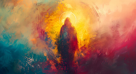 A vivid artistic rendering of Jesus Christ. - obrazy, fototapety, plakaty
