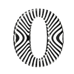 White symbol with black vertical ultra-thin straps. letter o