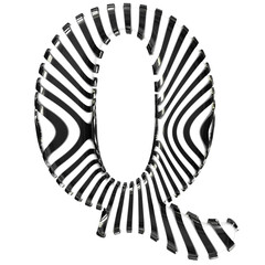 White symbol with black vertical ultra-thin straps. letter q