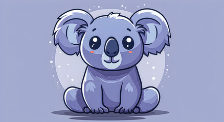 Bright minimal illustration of koala in vector style.  Simple colors and outlines.