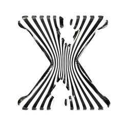 White symbol with black vertical ultra-thin straps. letter x