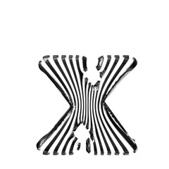 White symbol with black vertical ultra-thin straps. letter x