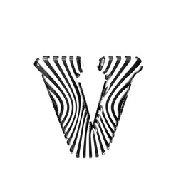 White symbol with black vertical ultra-thin straps. letter v