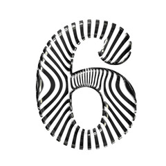 White symbol with black vertical ultra-thin straps. number 6
