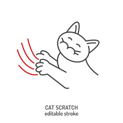Cat scratch. Common pet behavior symbol. Excessive scratching. - 764331834