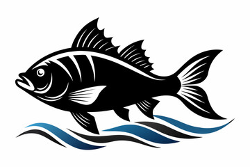 Perch Fish silhouette black vector illustration artwork