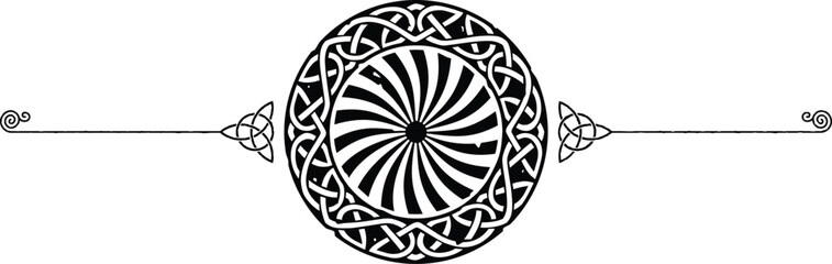 Elegant Celtic Symbols Header - Spiral, Triquetra, Knot Ring, Viking Spiral - obrazy, fototapety, plakaty