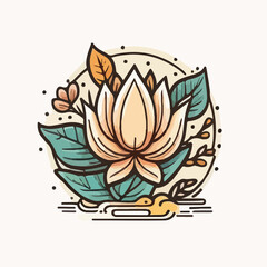 Lotus in cartoon doodle style. 2d vector illustrati
