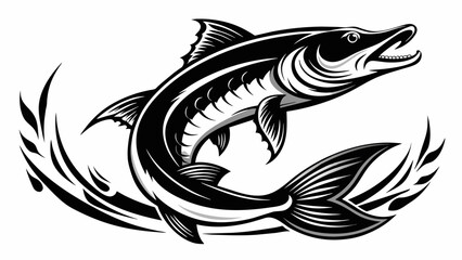  Pike Fish silhouette black vector illustration artwork