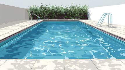 shallow swimming pool flat style white background - obrazy, fototapety, plakaty