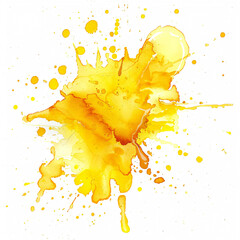 yellow watercolor splashes forming a blob on a white background for creative design projects
