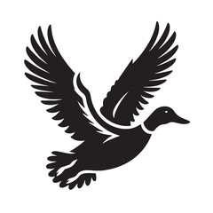 Classic Duck Silhouettes, Duck Silhouettes in flying pose, Retro Duck Vector, Retro Styled Duck Illustration, Vintage Duck Silhouette Art, Black and White Duck Illustration