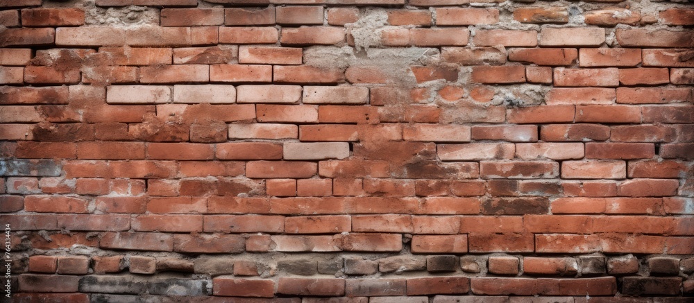 Poster an up-close view of a solid brick wall featuring a small window cut out, adding a touch of architect